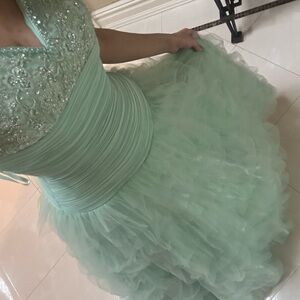 Elegant Mint Green Beaded Dress